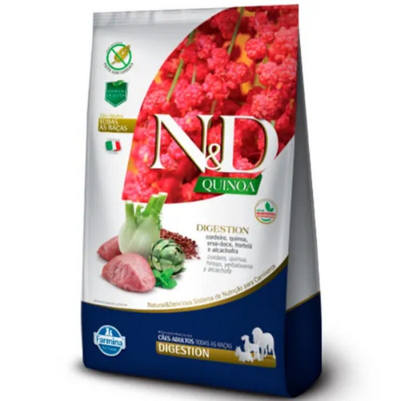Ração Quinoa N&D para Cães Adultos Digestion sabor Cordeiro 2,5KG