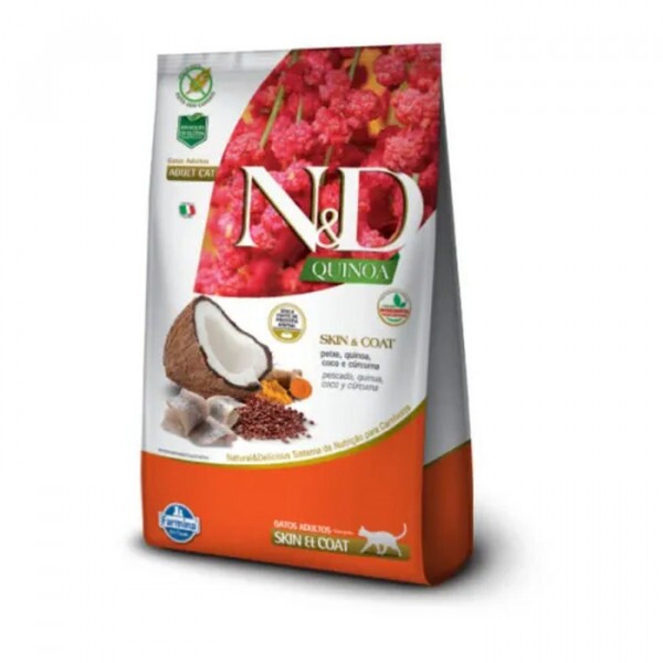 Ração Quinoa Skin N&D para Gatos Adultos sabor Peixe 400G