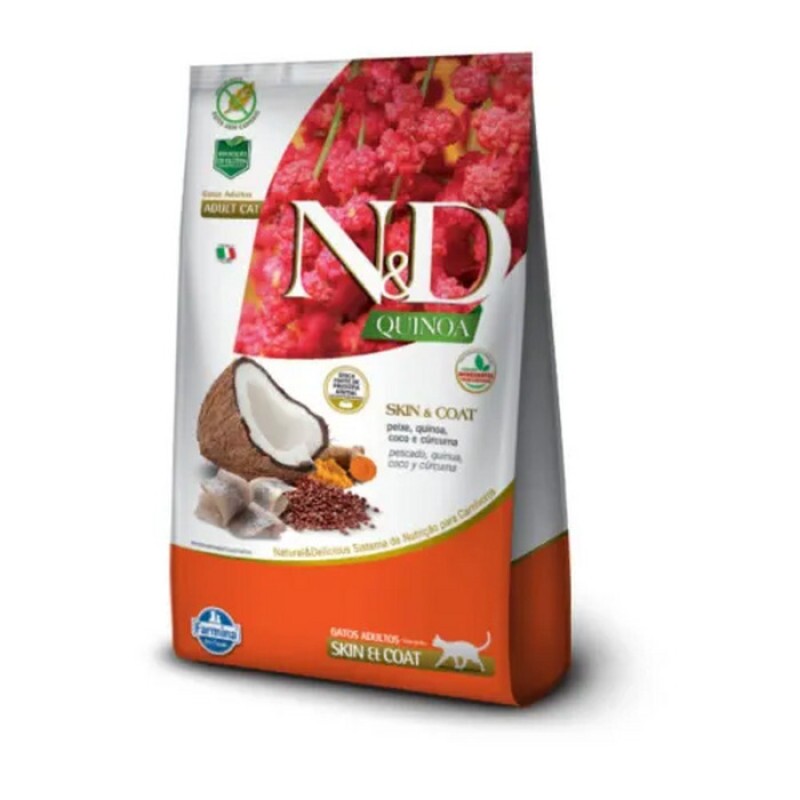 Ração Quinoa Skin N&D para Gatos Adultos sabor Peixe 400G