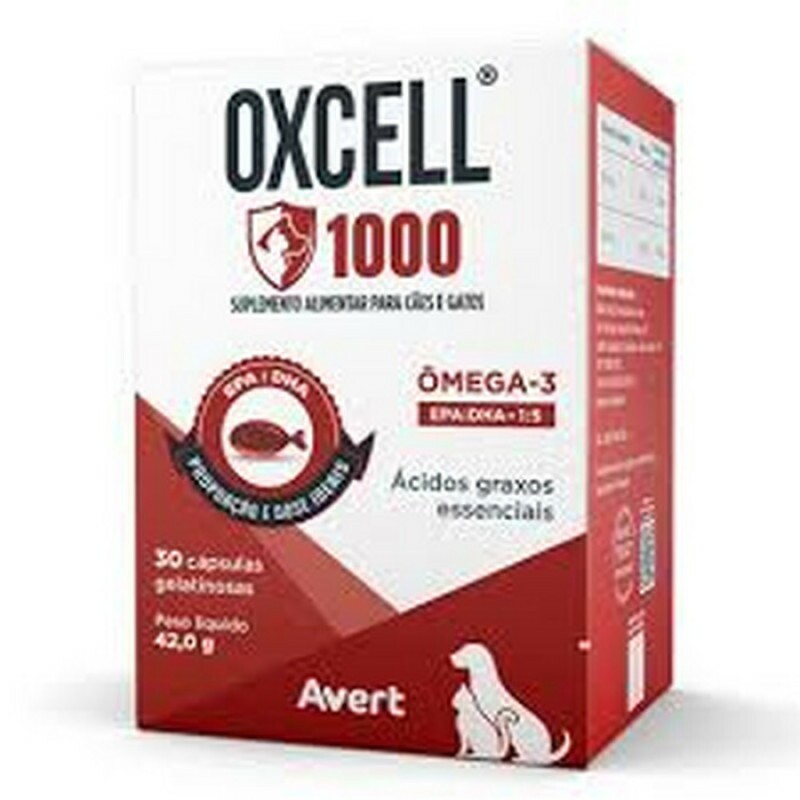 Oxcell 1000mg Suplemento Alimentar para Cães e Gatos 30 cápsulas