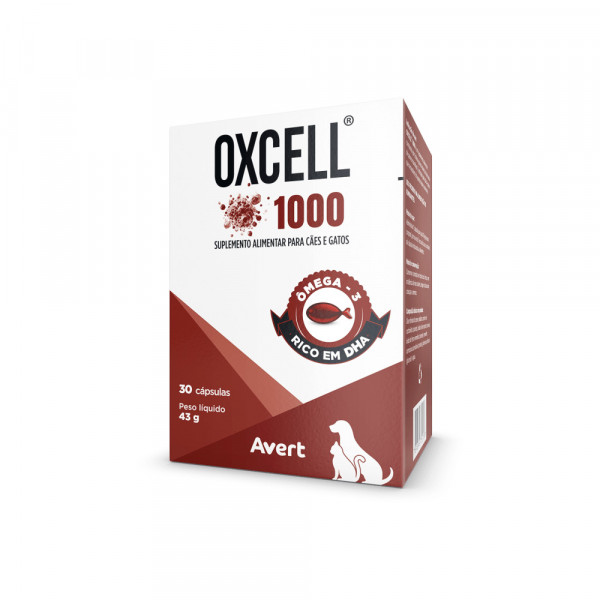 Oxcell 1000mg Suplemento Alimentar para Cães e Gatos 30 cápsulas