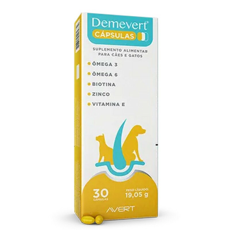 Demevert Cápsulas Suplemento para Cães e Gatos 30 cápsulas