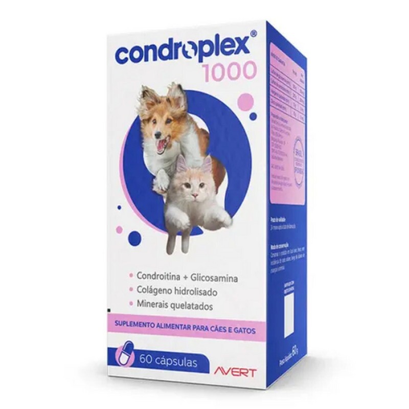 Condroplex 1000 Suplemento Avert para Cães e Gatos 60 cápsulas