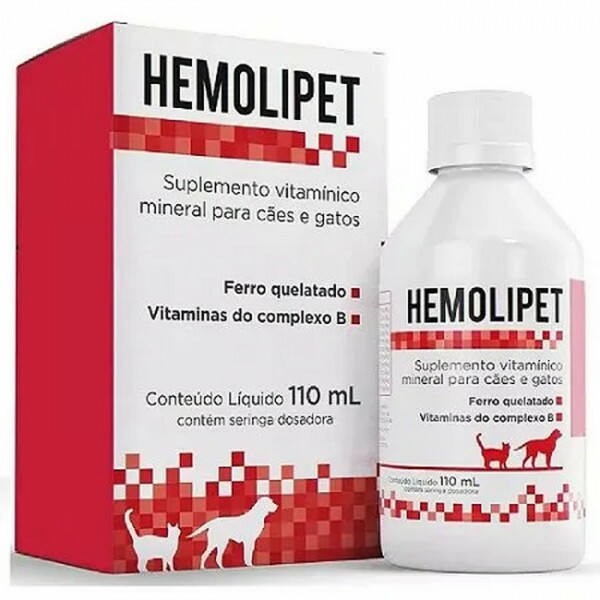 Suplemento Vitamínico Mineral para Cães e Gatos Hemolipet 30 ml