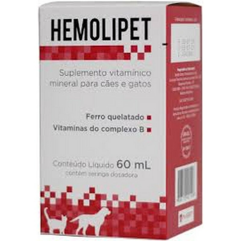 Suplemento Vitamínico Mineral para Cães e Gatos Hemolipet 60ML