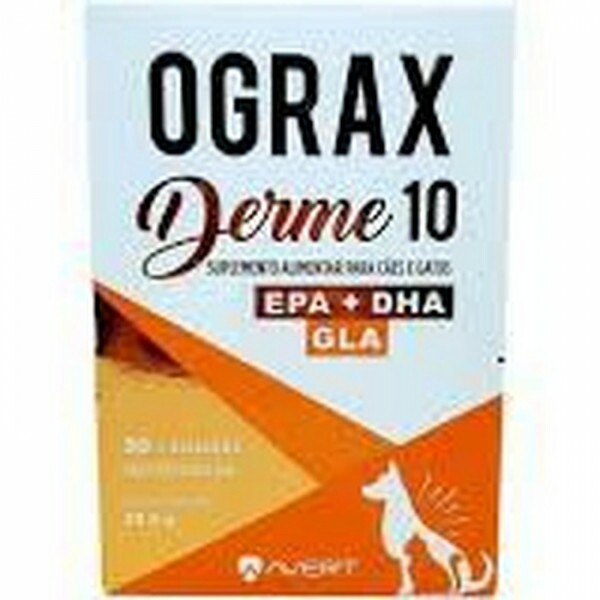 Suplemento Avert Ograx Derme 10 para Cães e Gatos 30 Cápsulas