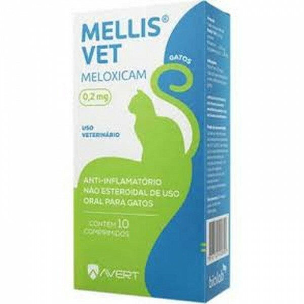 Anti-inflamatório Gatos Meloxicam Mellis Vet 0,2MG - 10 COMP.