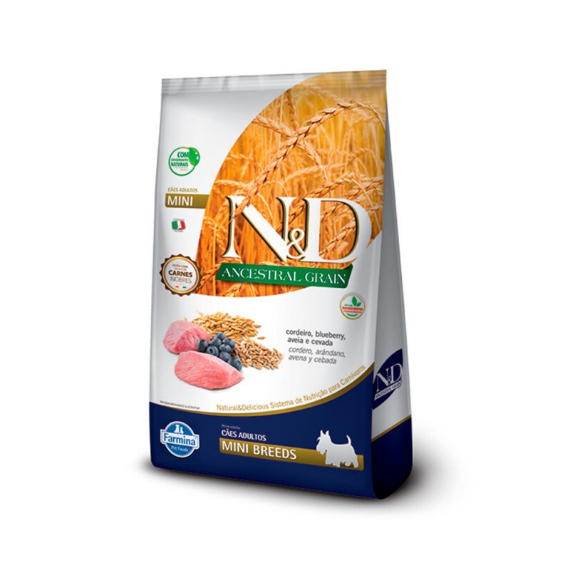 Ração N&D Ancestral Grain Cães Adultos Mini Cordeiro 800 g