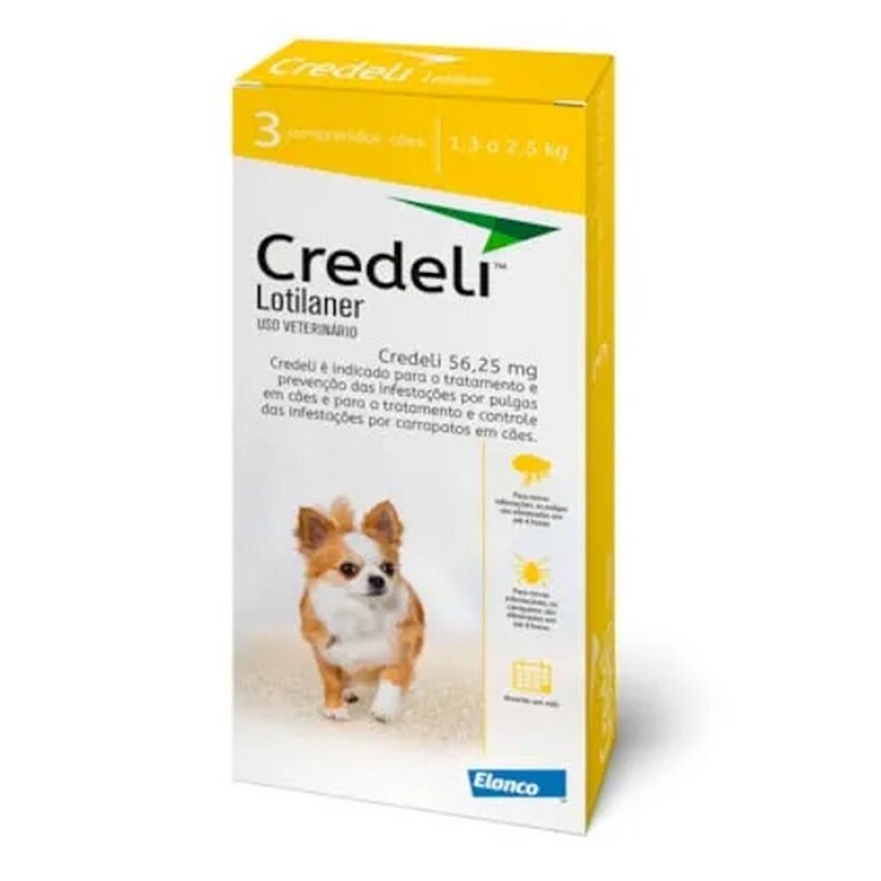 Antipulgas Credeli Plus Cães 1,4kg a 2,8kg 3 comprimido