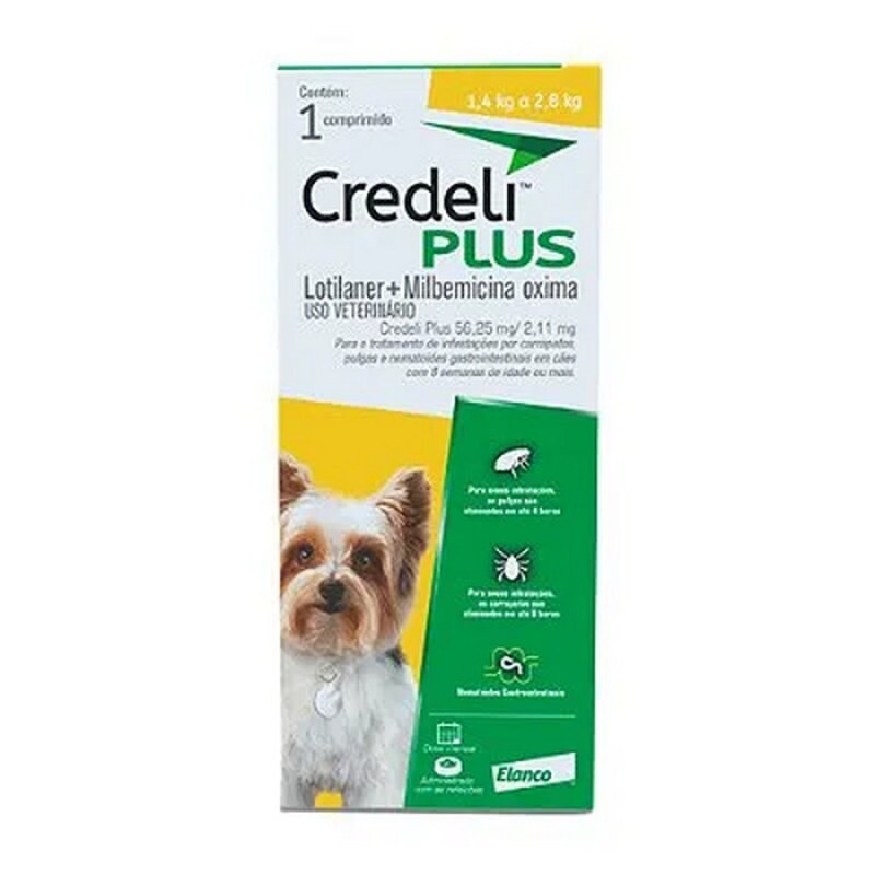 Antipulgas Credeli Plus Cães 1,4kg a 2,8kg 1 comprimido