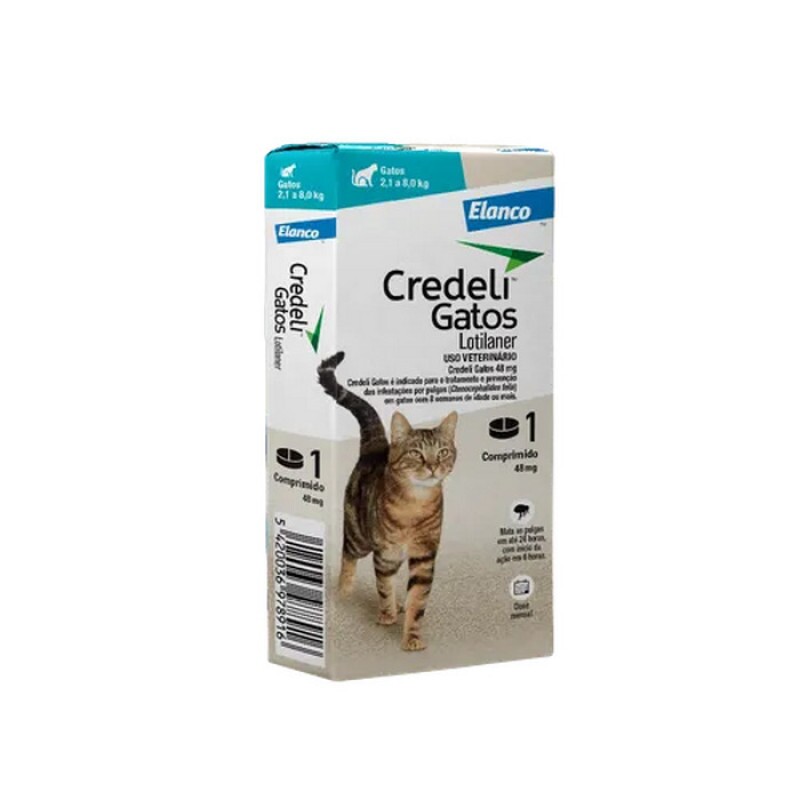 Antipulgas Credeli 48mg Gatos 2,1kg a 8kg 1 comprimido