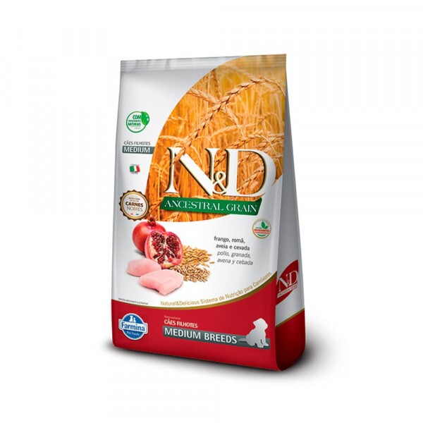 Ração N&D Ancestral Grain Cães Puppy Medium Frango 10,1 KG