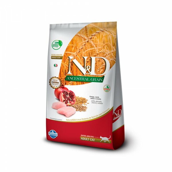 Ração N&D Ancestral Grain Gatos Adultos Frango e Romã 7,5KG