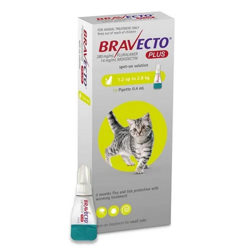 Anti Pulgas Bravecto Plus para Gatos de Até 2,5kg