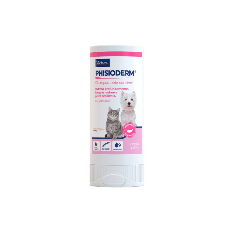 Shampoo Virbac Phisioderm Pele Sensível para Cães e Gatos 250ML