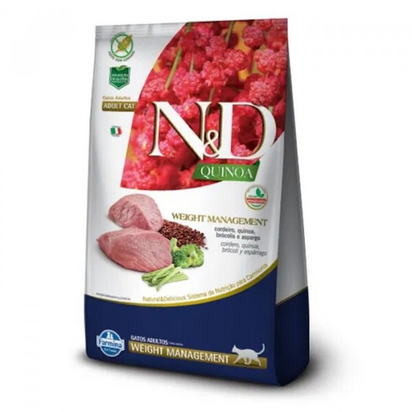 Ração N&D Quinoa Gatos Adultos Weight Cordeiro 400 g 7,5KG