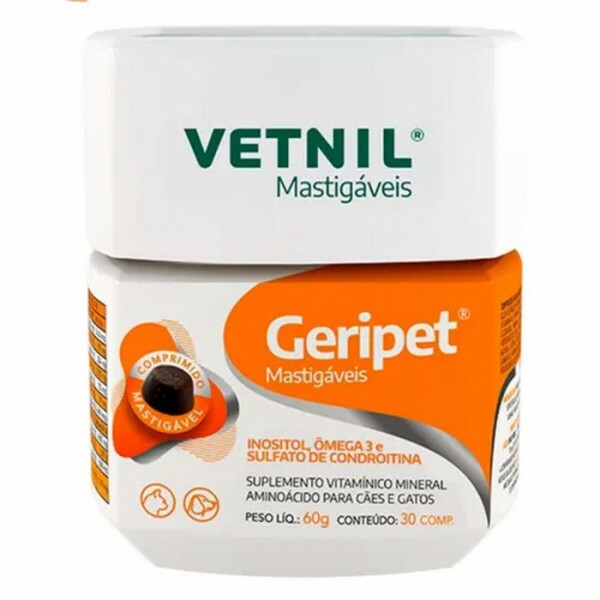 Suplemento Geripet Mastigável para Cães e Gatos com 30 Comprimidos