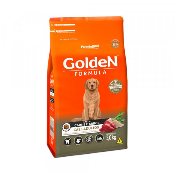Ração Golden Fórmula para Cães Adultos Sabor Carne e Arroz 15KG