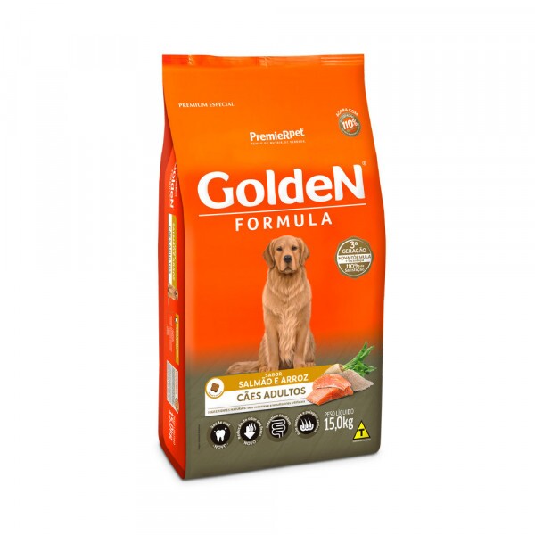 Ração Golden Fórmula para Cães Adultos Sabor Salmão e Arroz 15KG