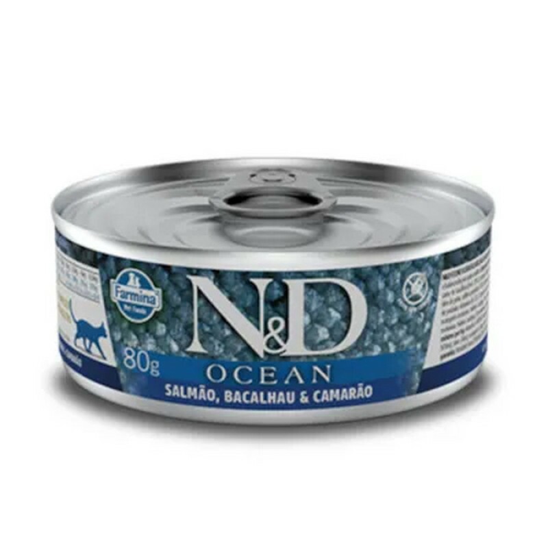 Ração Úmida N&D Ocean Gatos Adultos Salmão, Bacalhau e Camarão 80 g