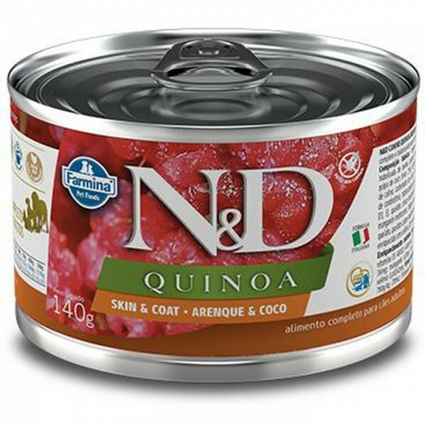 Ração Úmida N&D Quinoa Cães Skin e Coat Arenque e Coco 140 g