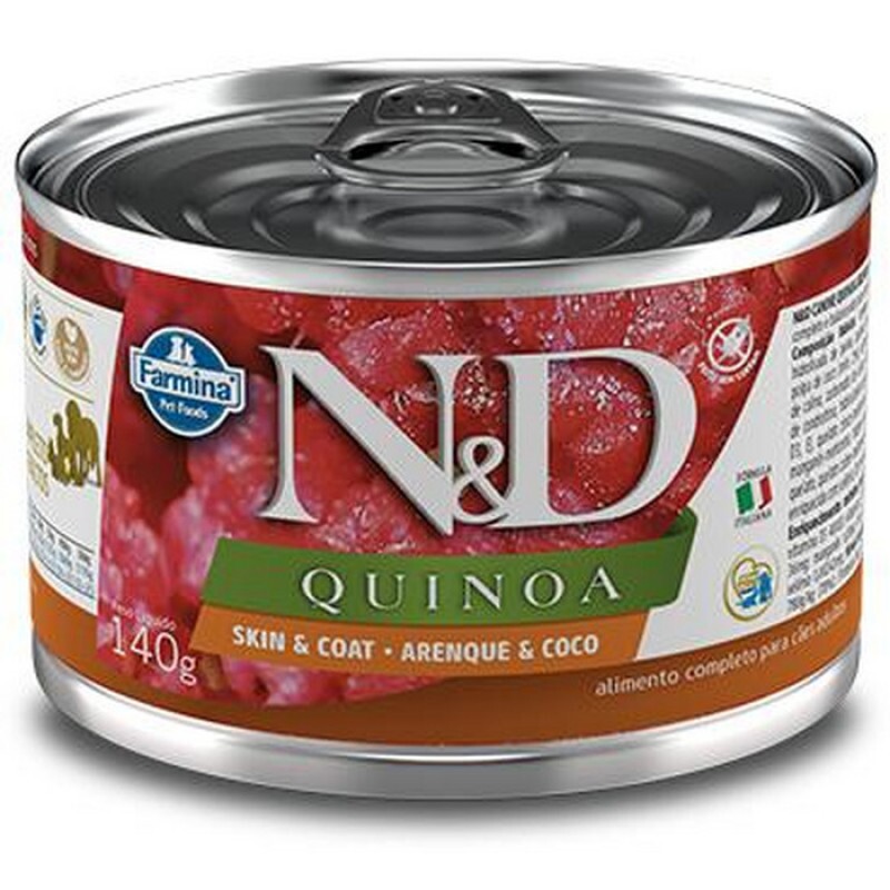 Ração Úmida N&D Quinoa Cães Skin e Coat Arenque e Coco 140 g
