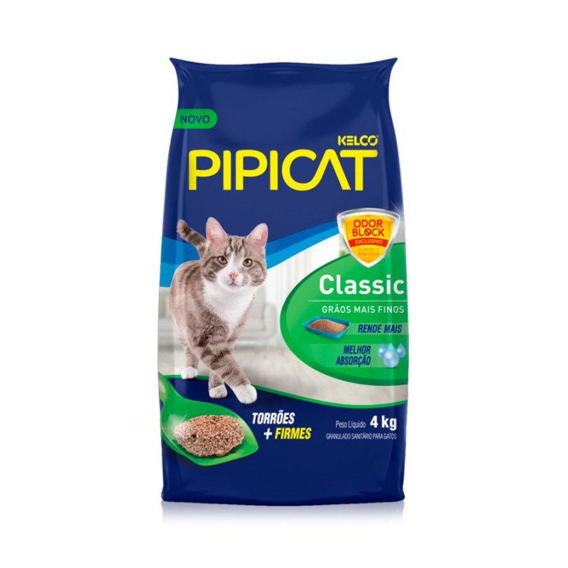Areia Higiênica Pipicat Classic para Gatos 4Kg