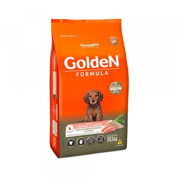 Ração Golden Fórmula Mini Bits para Cães Filhotes de Porte Pequeno Sabor Frango e Arroz 10,1 KG