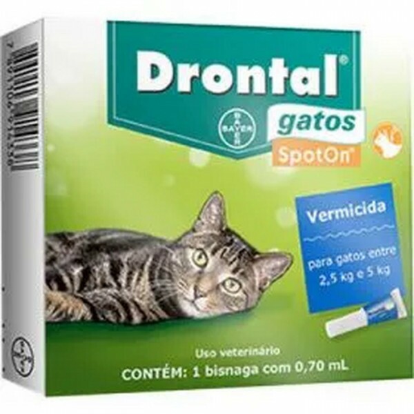 Vermífugo Drontal Spot On para Gatos 2,5kg a 5kg 1 bisnaga