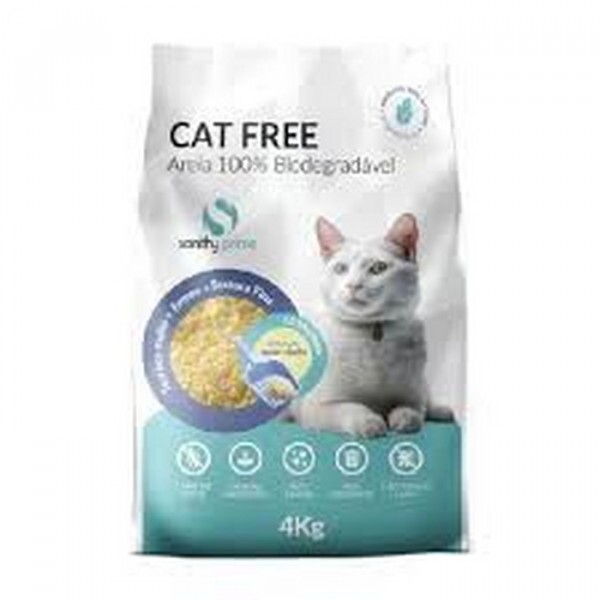 Areia Higiênica Para Gatos Cat Free Grãos Finos 4kg