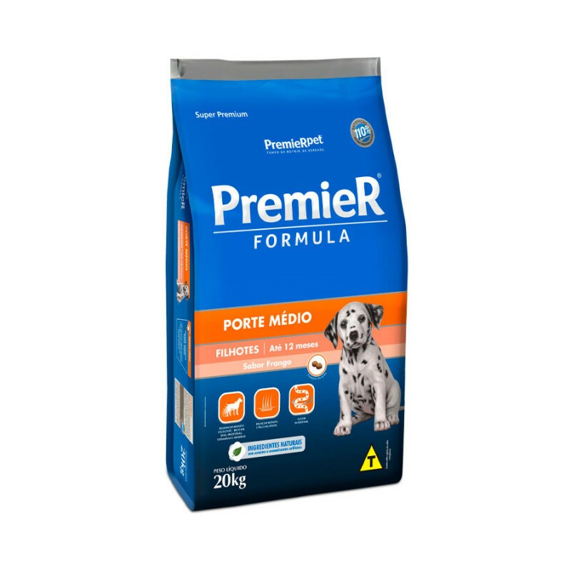 Ração Seca PremieR Formula Frango para Cães Filhotes Porte Médio 20KG
