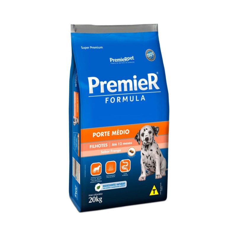 Ração Seca PremieR Formula Frango para Cães Filhotes Porte Médio 20KG