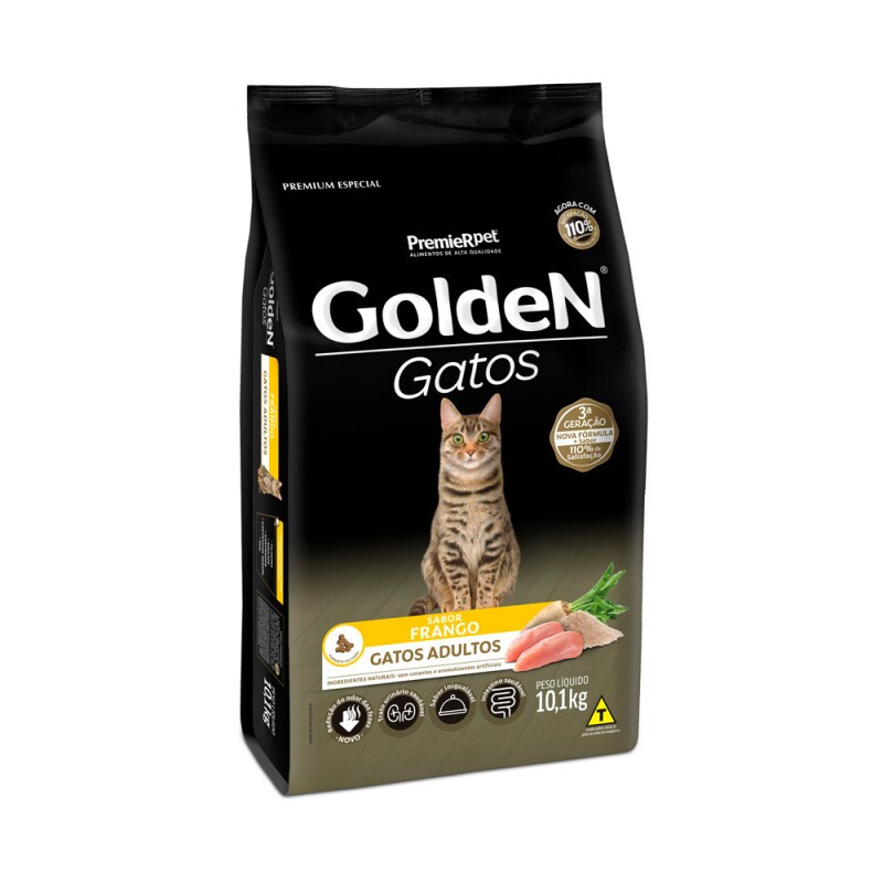 Ração Golden para Gatos Adultos Sabor Frango 10,1 KG