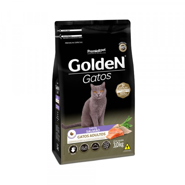Ração Golden para Gatos Adultos Sabor Salmão 3KG