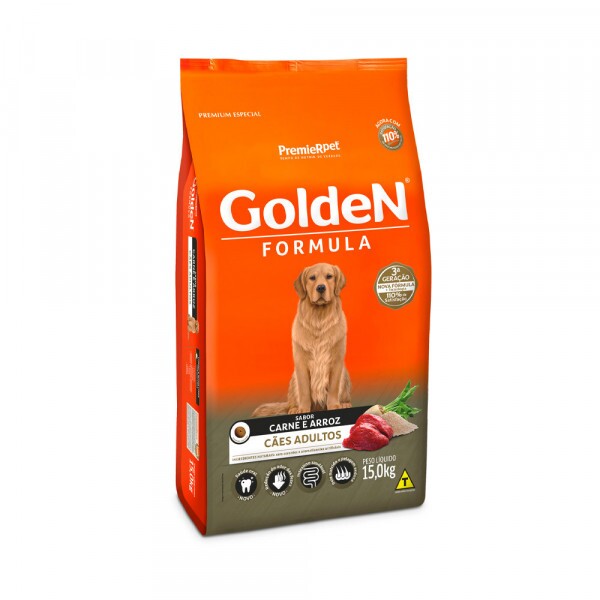 Ração Golden Fórmula para Cães Adultos Sabor Carne e Arroz 3KG