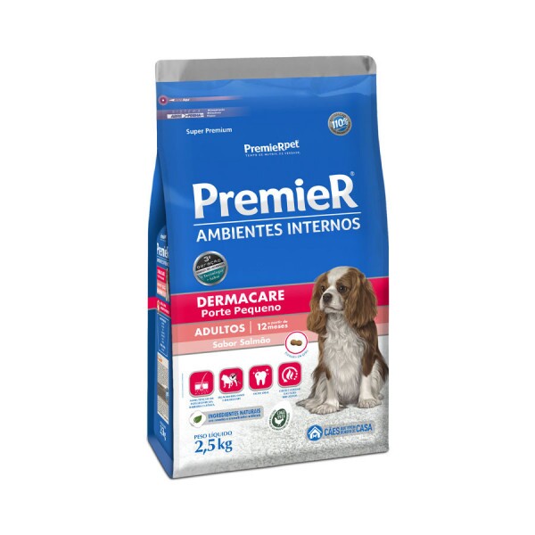 Ração Premier Dermacare Ambientes Internos para Cães Adultos de Raças Pequenas 2,5KG
