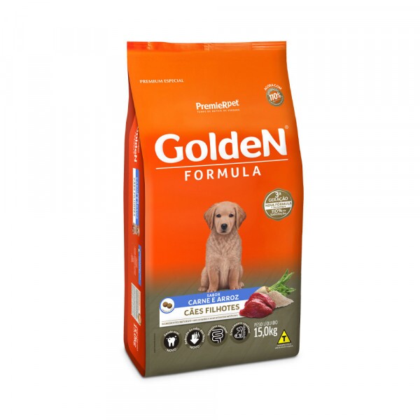 Ração Golden Fórmula para Cães Filhotes Sabor Carne e Arroz 15KG