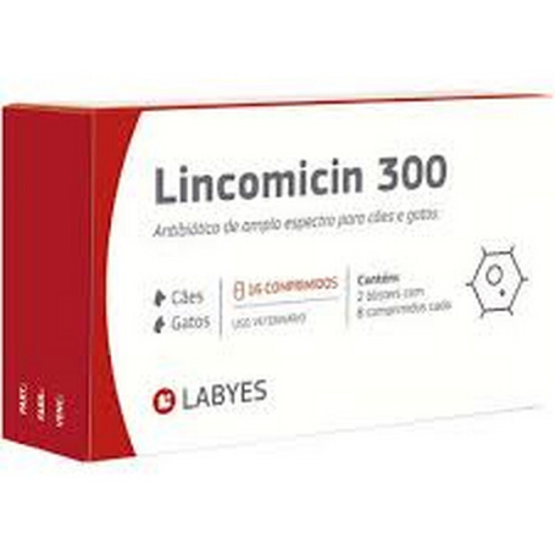 Antibiótico Lincomicin 300 para Cães e Gatos 16 comprimidos