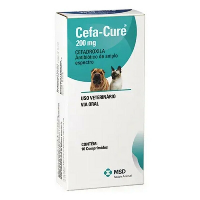Antibiótico Cefa-Cure Cães e Gatos MSD 200 mg
