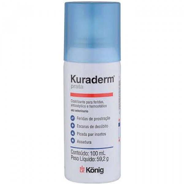 Cicatrizante Aerosol Kuraderm König para Cães e Gatos com 100ml