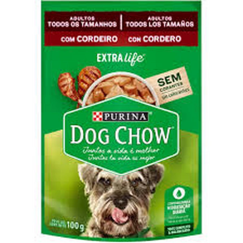 Ração Úmida Nestlé Purina Dog Chow para Cães Adultos Sabor Cordeiro 100g
