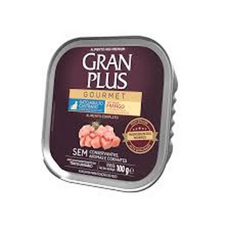 Ração Úmida GranPlus Gourmet Patê Sabor Frango para Gatos Castrados 100 g