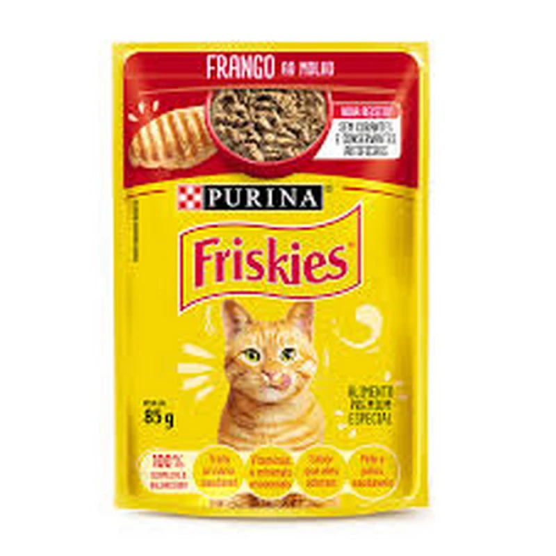 Ração Úmida Friskies Sachê para Gatos Adultos Sabor Frango ao Molho - 85g
