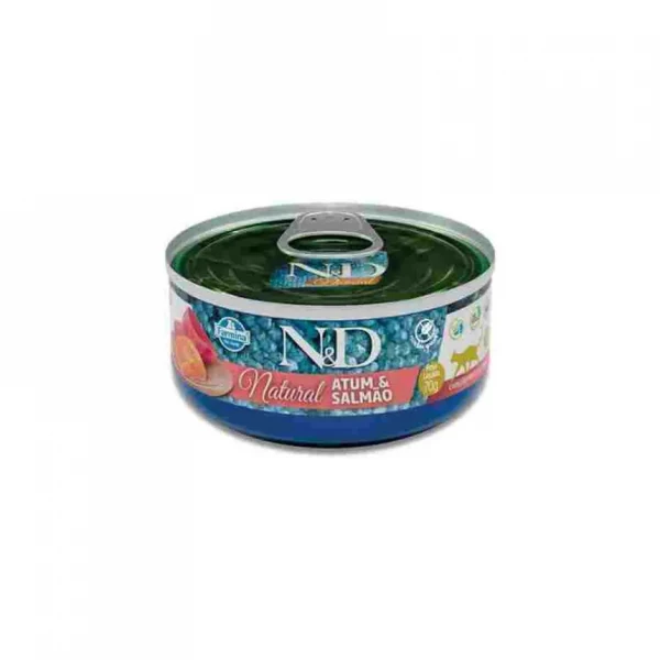 Ração Úmida N&D Natural Gatos Adultos Atum e Salmão 70 g