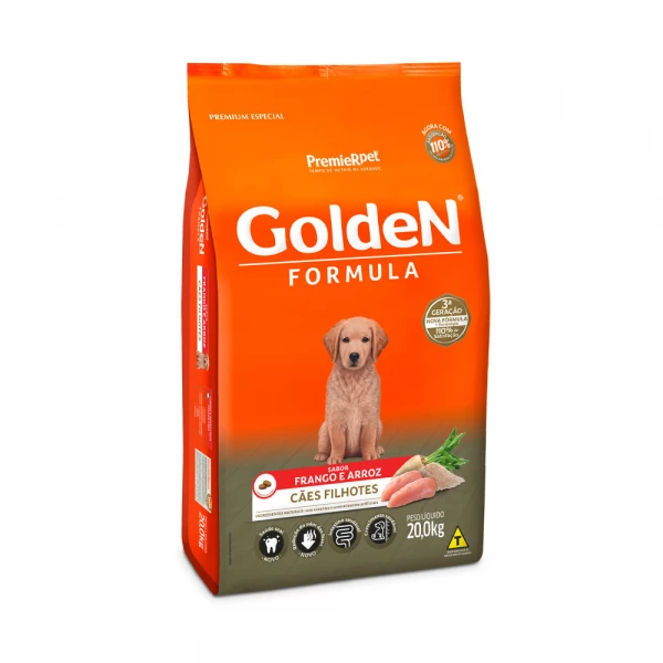 Ração Golden Fórmula para Cães Filhote Sabor Frango e Arroz 20KG