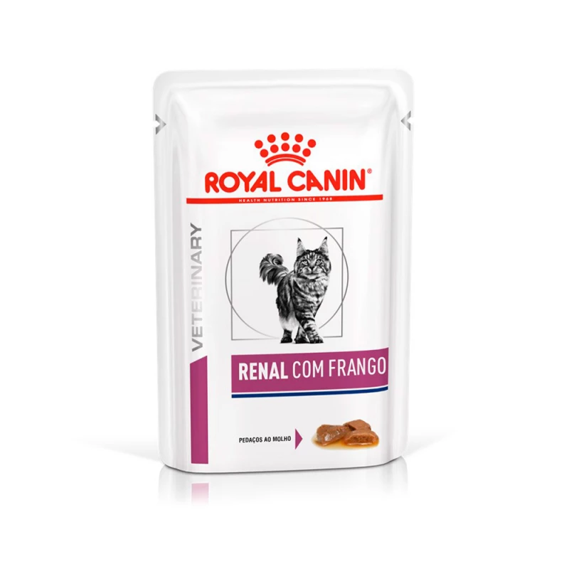 Ração Úmida Royal Canin Sachê Veterinary Diet Renal para Gatos com Insuficiência Renal - 85 g ( com frango )