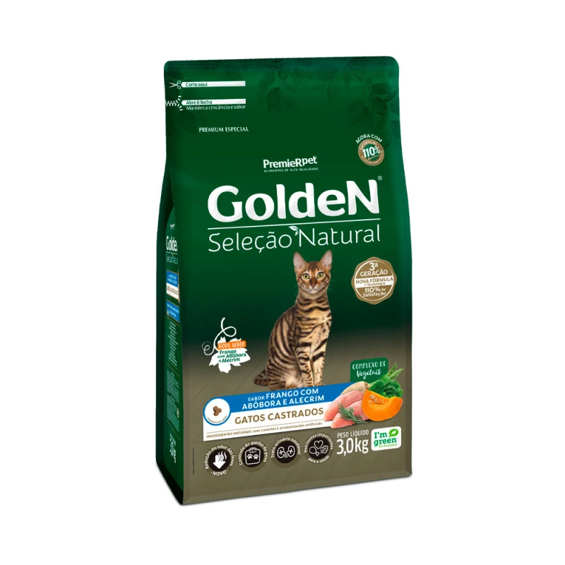 GOLDEN SEL NAT GATOS CAST ABOBORA 3KG