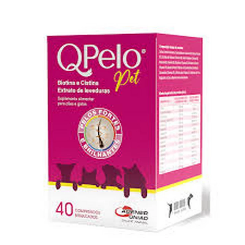 Suplemento Alimentar Agener União Qpelo Pet Biotina e Cistina para Cães e Gatos 40