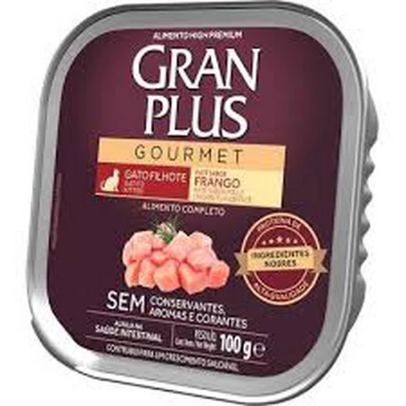 Ração Úmida GranPlus Gourmet Patê Sabor Frango para Gatos Filhotes 100 g