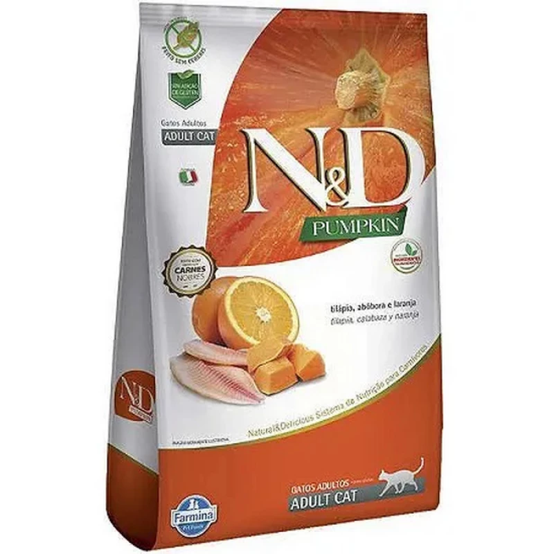 Ração N&D Pumpkin Gatos Adultos Tilápia e Laranja 1,5KG